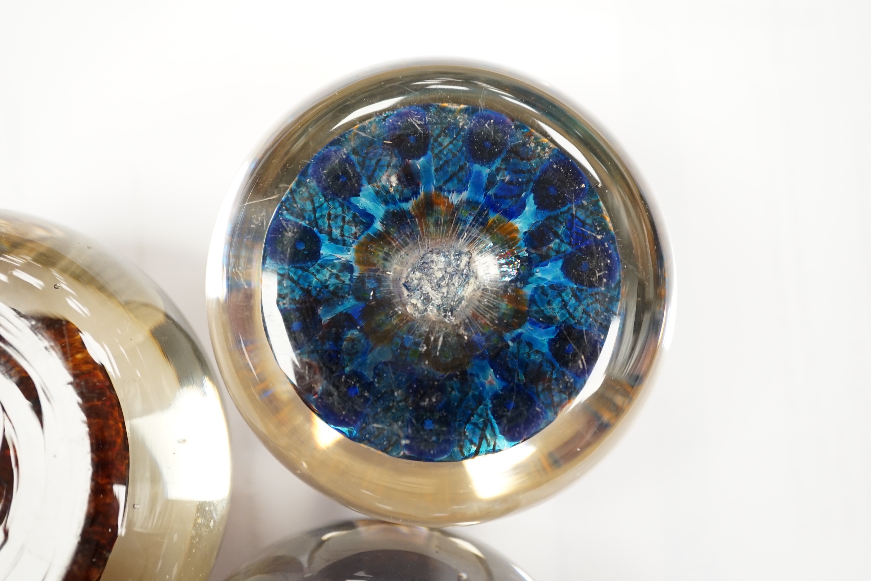 Three paperweights: one Perthshire and two others, Perthshire 6cm high